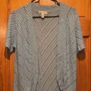 Dress Barn Light Blue Open Knit Cardigan